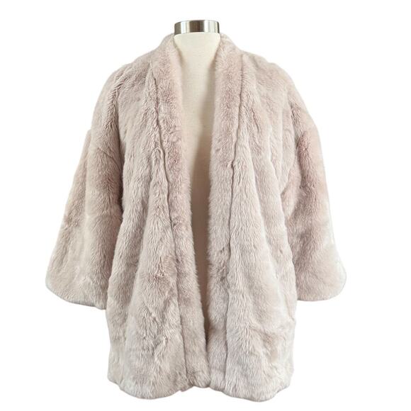 ASOS Boho Reversible Faux Fur Jacket with Reverse Floral Print (3 small flaws) - Picture 4 of 10
